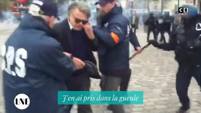 En marge du discours de Marine Le Pen, Gilbert Collard se fait violenter