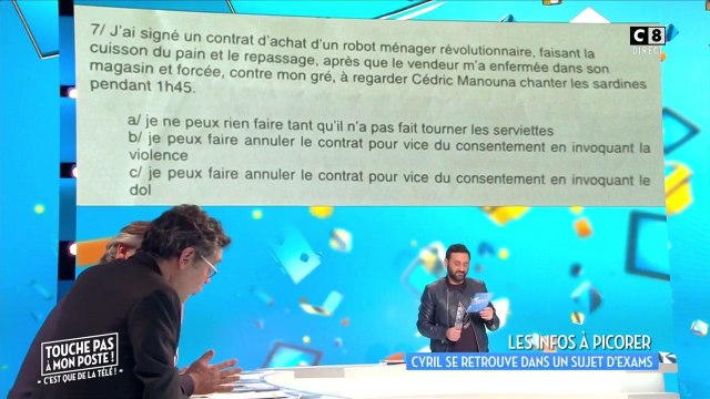 TPMP - Cyril Hanouna donné en sujet à la faculté