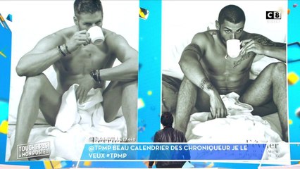 Nu, Matthieu Delormeau imite une pose de Baptiste Giabiconi