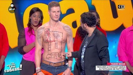 Les 35 heures de Baba : torse nu, Matthieu Delormeau s'affiche avec un tatouage à la Prison Break (VIDEO)