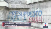 Estudiantes de la ENAH vandalizan Ángel de la Independencia