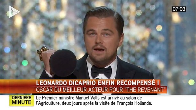 Oscars 2016 : standing ovation pour Leonardo DiCaprio qui remporte l'Oscar du Meilleur acteur (VIDÉO)