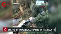 Kamyonet yayalara çarptı, 50 metreden site bahçesine uçtu: 1 ölü, 2 yaralı