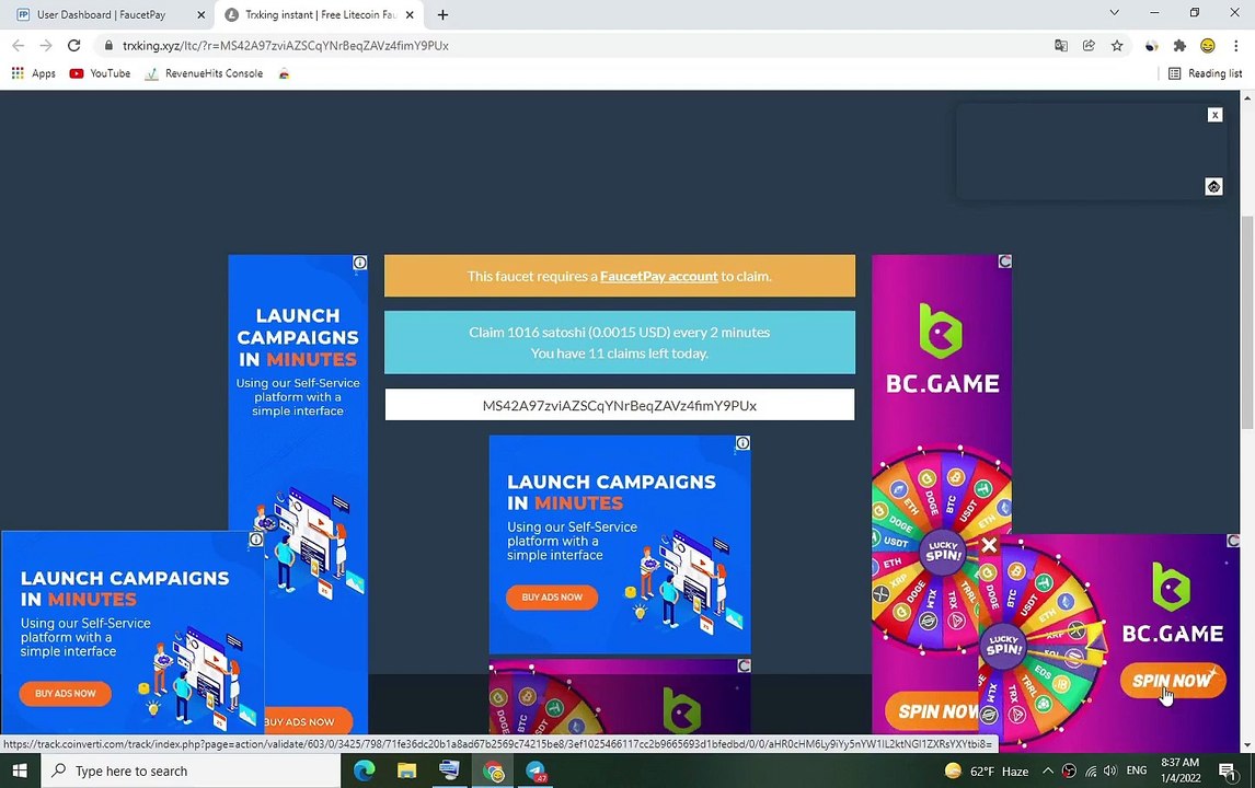 No Miss Ltc Giveaway  For All Earn 1110 Satoshi Every Minute