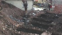 İyidere'de sel afetinde zarar gören binaların yıkımına başlandı