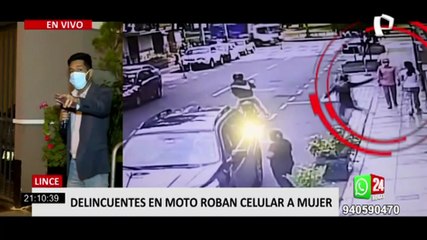 Lince: delincuentes en moto roban celular a mujer