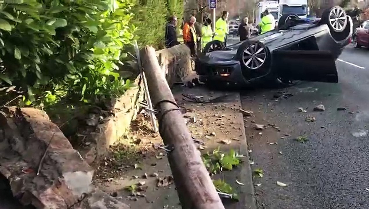Car crashes into post in Wigan