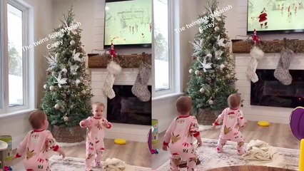 'Jolly twins getting ready for Christmas by dancing to Mariah Carey'