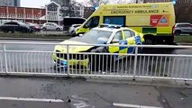 Police car crash at Waitrose roundabout in Sheffield City Centre