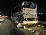 Anadolu Otoyolu'nda tır ve otobüsün karıştığı kazada ulaşım aksadı