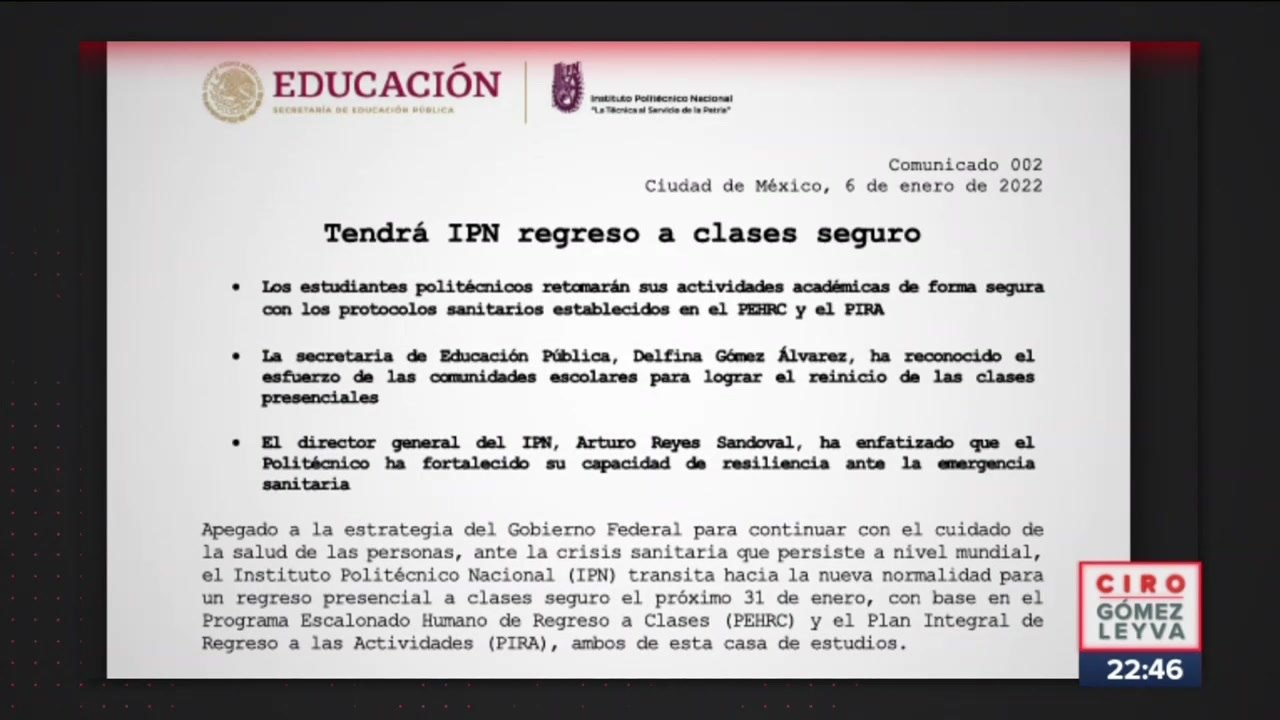 IPN informó que se preparan para regresar a clases presenciales | Noticias con Ciro Gómez Leyva