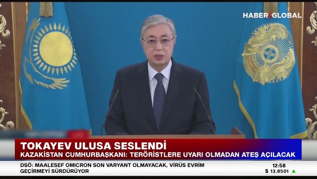 Kazakistan lideri Tokayev halka seslendi: Teröristlere uyarı yapılmadan ateş açılması emir verdim