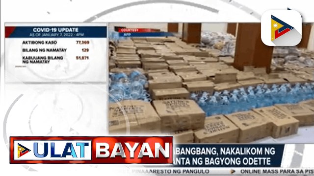 Anak ng PSG commander Cabangbang, nakalikom ng P100K para sa mga nasalanta ng bagyong Odette Presidential yacht na 'BRP Ang Pangulo', patuloy ang serbisyo sa mga biktima ng bagyong Odette DSWD-9, nagpadala ng food packs sa Caraga region