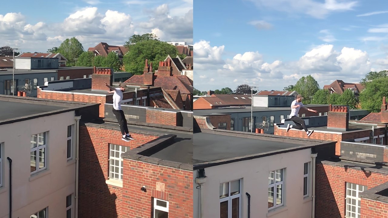 'Daredevil turns holiday season into summer vacations *INSANE ROOF JUMPING STUNT*'