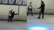 'Novice ice skater trying hard to avoid falling hard *Try Not to Laugh* '