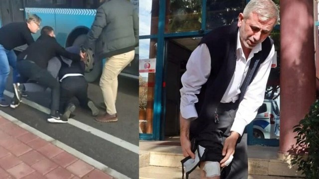 Halk otobüsü şoförünü yola yatırıp tekme ve yumruklarla dövdüler