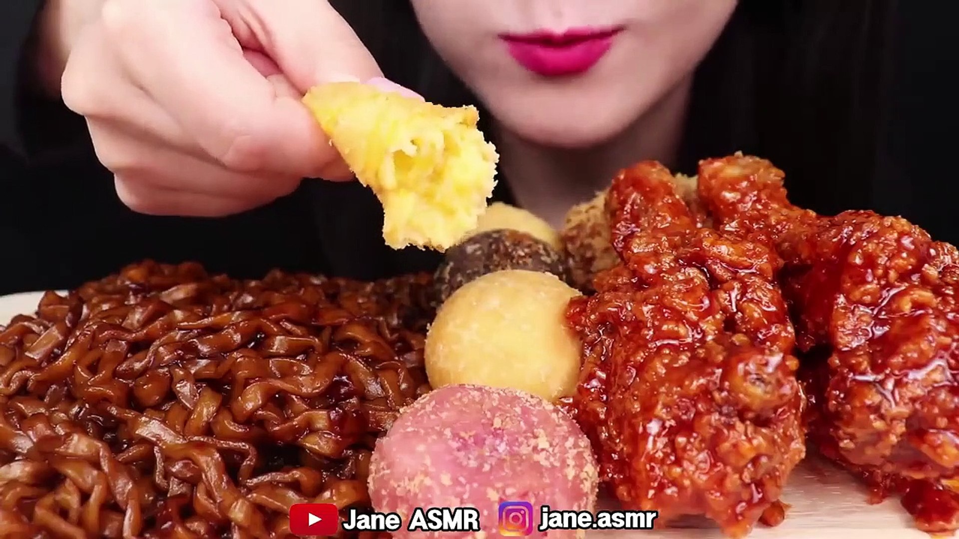 ASMR BLACK BEAN NOODLES, FRIED CHICKEN, CHEESE BALLS, EATING SOUNDS - video  Dailymotion
