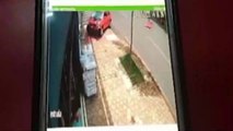 Câmera flagra carro subindo na calçada em colisão de trânsito na Erechim
