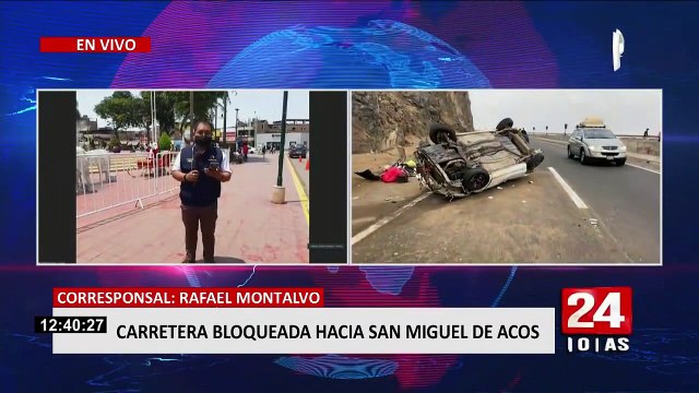 Huaral: conductor pierde el control y vuelca por desprendimiento de rocas en carretera