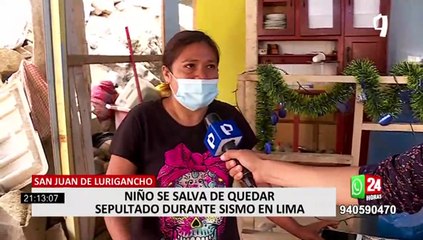 SJL: niño salva de quedar sepultado durante sismo en Lima