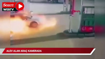 Batman'da yakıt alan otomobilin yanması kamerada