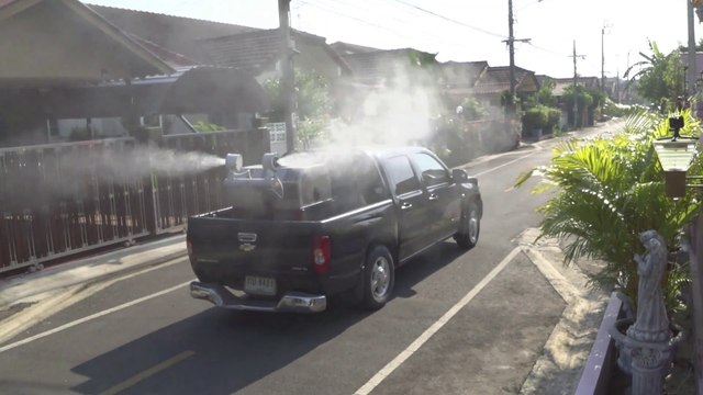 Covid 19 Bang Bua Thong Nonthaburi Province authority sprays chemical to combat Coronavirus