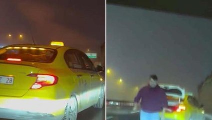 Otoyolda taksici dehşeti! Beyzbol sopasını alıp tartıştığı şoföre saldırdı
