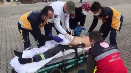 Kereste makinesinin kopan pervanesi boynunu kesen şahıs ağır yaralandı