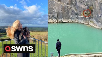 Dramatic footage showing a retired policeman rescuing a mischievous and declared missing dachshund from a flooded quarry
