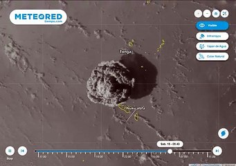 Así se ha visto la explosión del volcán HungaTonga en el visor de Meteored