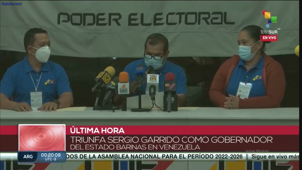 Triunfa Sergio Garrido como Gobernador del estado Barinas en Venezuela