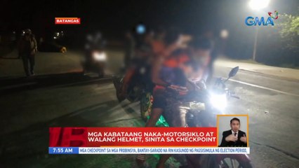 Mga kabataang naka-motorsiklo at walang helmet, sinita sa checkpoint | UB