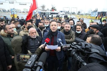 Tır şoförleri, Ambarlı Limanı'na girişte ücret alınmasını protesto etti