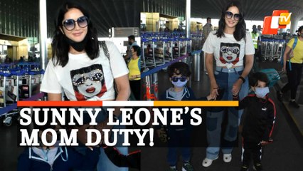After ‘Madhuban’ Video Controversy, Sunny Leone Spotted With Kids At Airport