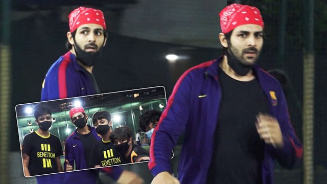 Kartik Aaryan Spotted Play Football With His Friends And Fans In Mumbai
