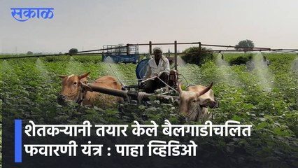 Advance Farming |  शेतकऱ्यानी तयार केले बैलगाडीचलित फवारणी यंत्र