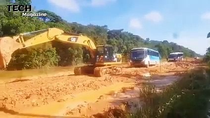 Crazy Bus VS Dangerous Roads  Bus Nearly Falls off Cliff  Crossing Extremely Muddy  Steep Hill