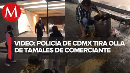 Denuncian a policía por tirar olla de tamales de un adulto mayor en CdMx