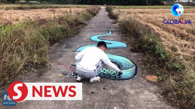 Amazing 3D ground paintings in rural China