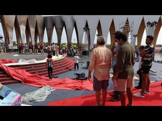 قاعة الجونة المحترقة رجعت «آخر أبهة» تشطيبات أخيرة قبل ساعات من حفل الافتتاح