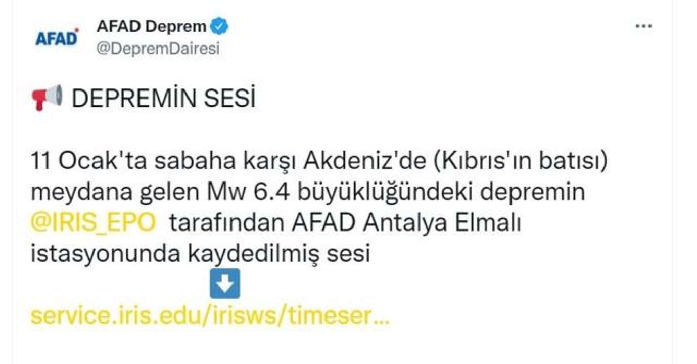 Akdeniz'de 6.4 büyüklüğündeki depremin ürkütücü sesi  kaydedildi