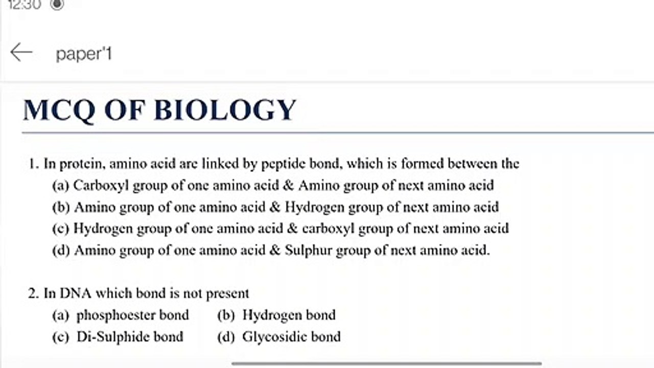 Biology MCQ