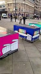 Painted terror bollards in Sheffield City Centre