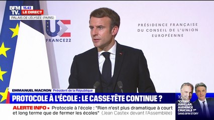 Emmanuel Macron sur l'assouplissement du protocole sanitaire à l'école: "Il n'y a pas de système parfait"