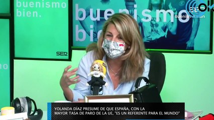 Yolanda Díaz presume de que España, con la mayor tasa de paro de la UE, "es un referente para el mundo"