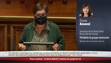Eliane Assassi (PCF) lors des débats sur le passe vaccinal