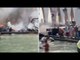 عمال الجونة يكافحون حريق «القاعة الرئيسية» بمياه بحيرة اصطناعية