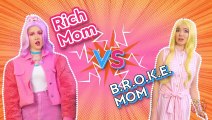 RICH MOM VS BROKE MOM CHALLENGE I Was Adopted by Dolls! Expensive VS Cheap Food by 123 GO! FOOD