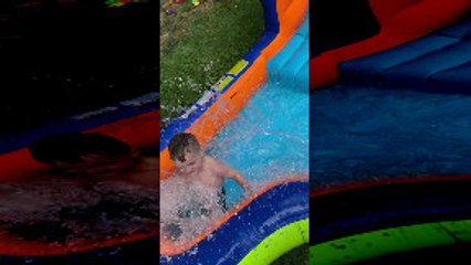 Nephew Jumps From Top of Inflatable Slide to the Ground