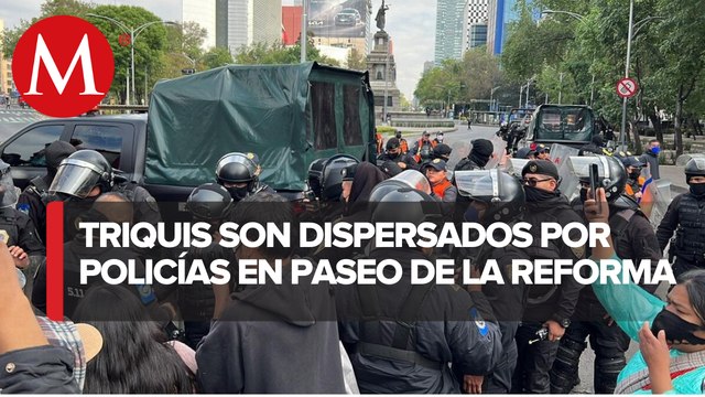 Enfrentamiento con policías; Triquis se manifiestan en Paseo de la Reforma
